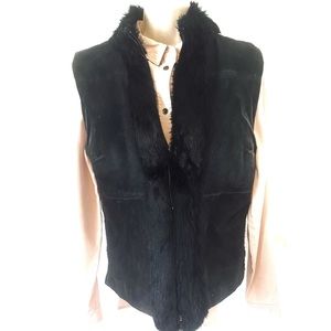 Vintage Women's Zip Up leather  Black Vest by Fivedini Sz M